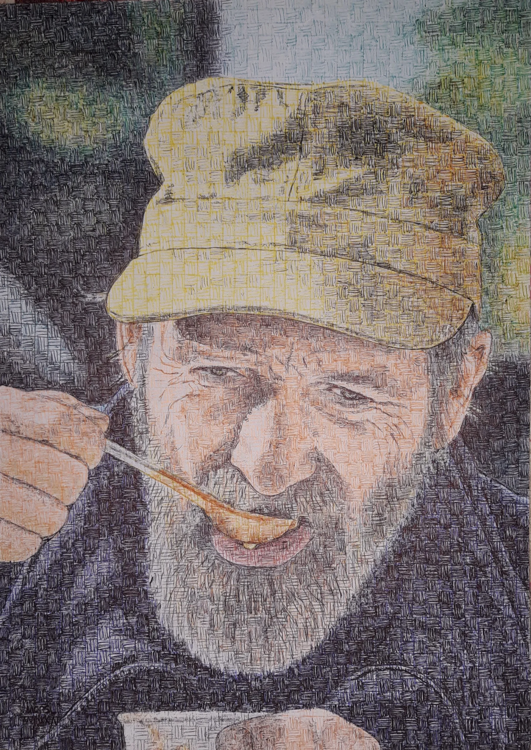 Portrét muže - kresba propiskami - autor MOPSL