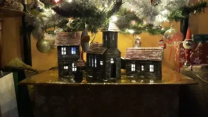 budovy z papírových ruliček včetně osvětlení