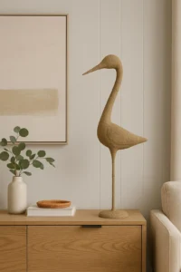 Originální umělecká dekorace v podobě ptáka - ideální do stylu interiéru Modern organic / New neutrals
