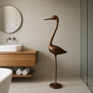 Designový prvek do koupelny s akrylem patinovaným povrchem barvy bronzu