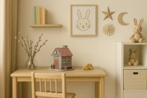 Dekorativní handmade pokladnička banka v interiéru