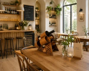Dekorativní stojan na víno vhodný do vinárny nebo restaurace