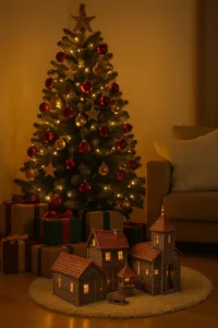 Vánoční dekorativní vesnička u stromečku
