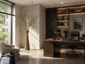 Moderní handmade váza v luxusním kancelářském interiéru