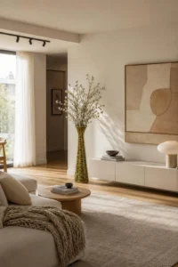 Designová handmade váza v moderním obývacím pokoji