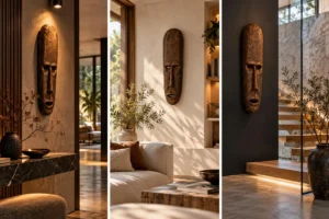 Designová nástěnná dekorace Hlava Domorodec v moderním interiéru
